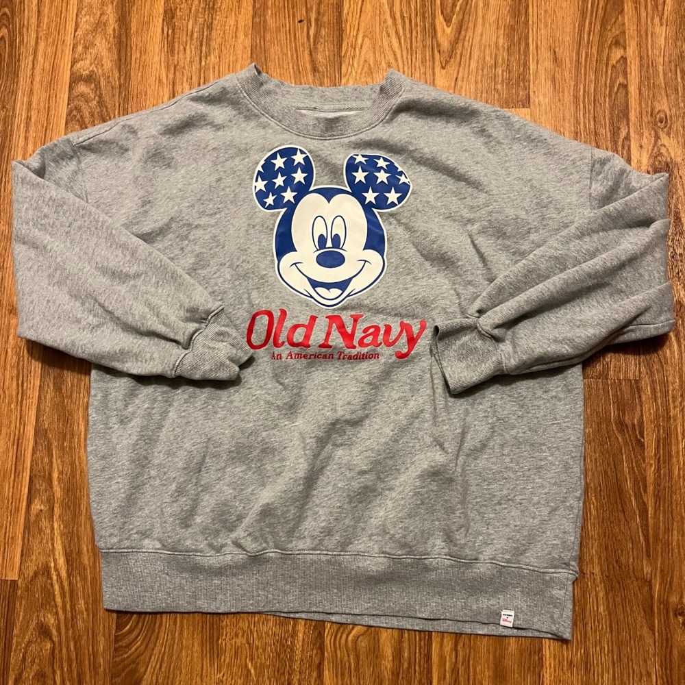 Old Navy x Disney‎ Mickey Mouse Collab Crewneck Sweatshirt Women Medium Gray